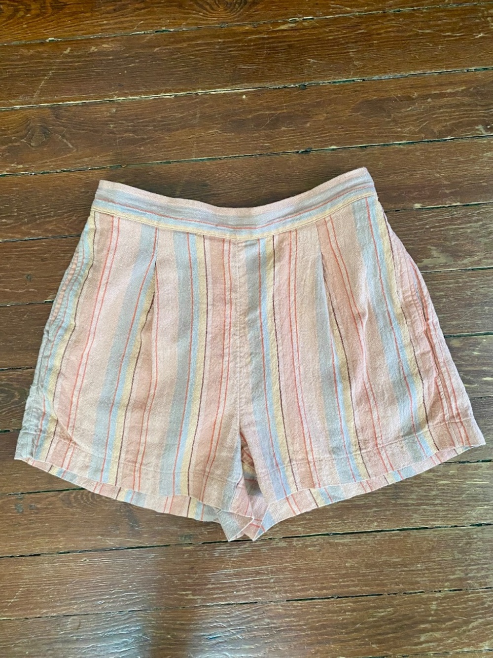 Madewell Clean Pull-On Shorts in Herringbone Stripe in Ground Clay Size Small
